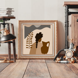 Vrouw met een pitcher in Abstracte stijl Poster