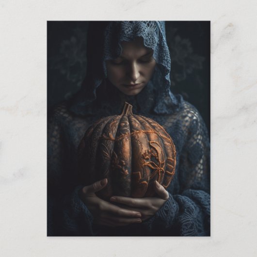 Vrouw met een pompoen briefkaart (Voorkant)