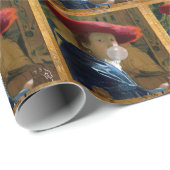 Vrouw met een rood pet dat een bubbelgom blaast cadeaupapier (Rol Hoek)