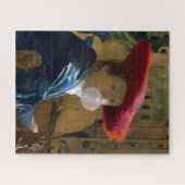 Vrouw met een rood pet dat een bubbelgom blaast legpuzzel (Horizontaal)