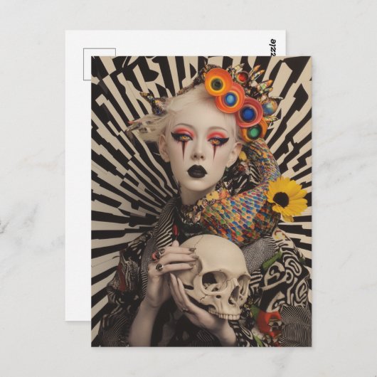 Vrouw met een schedel briefkaart (Voorkant / Achterkant)