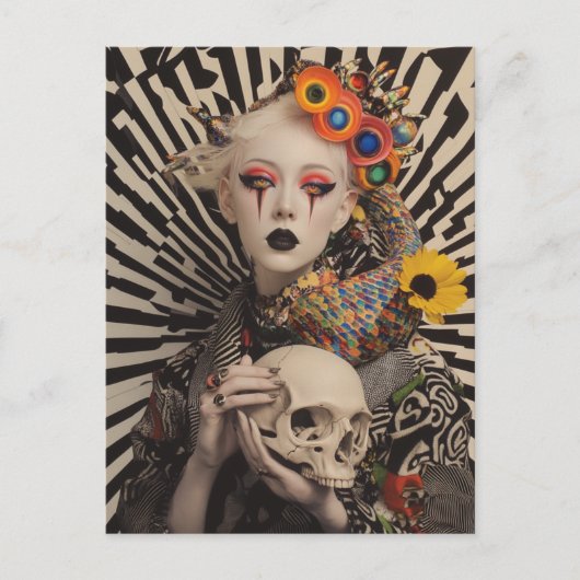 Vrouw met een schedel briefkaart (Voorkant)