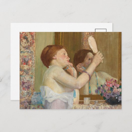 Vrouw met een spiegel | Frederick Carl Frieseke Briefkaart (Voorkant / Achterkant)