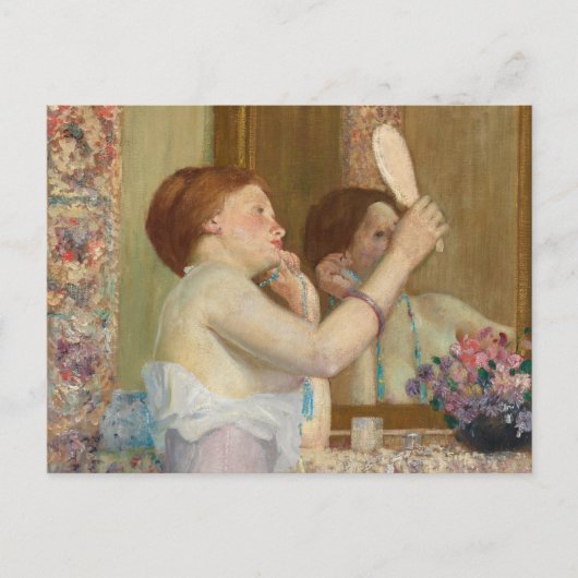 Vrouw met een spiegel | Frederick Carl Frieseke Briefkaart (Voorkant)