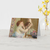 Vrouw met een spiegel | Frederick Carl Frieseke Kaart (Gele Bloem)