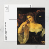 Vrouw met een spiegel van tiaan,  renaissance briefkaart (Voorkant / Achterkant)