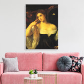 Vrouw met een spiegel van tiaan, renaissance canvas afdruk (Insitu (Woonkamer))