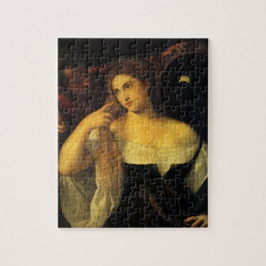 Vrouw met een spiegel van tiaan,  renaissance legpuzzel (Verticaal)