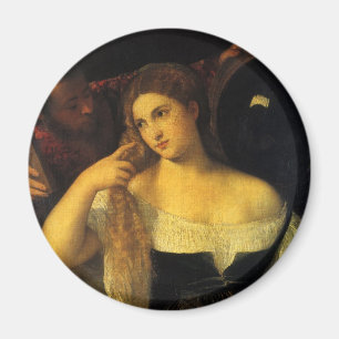 Vrouw met een spiegel van tiaan, renaissance magneet