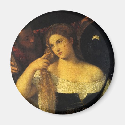 Vrouw met een spiegel van tiaan, renaissance magneet (Voorkant)