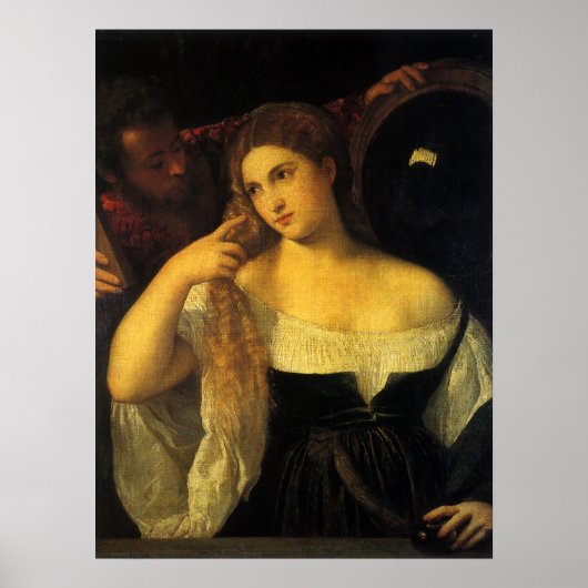Vrouw met een spiegel van tiaan,  renaissance poster (Voorkant)