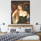 Vrouw met een spiegelbeeld van Titiaan Canvas Afdruk (Insitu (Slaapkamer))