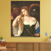 Vrouw met een spiegelbeeld van Titiaan Canvas Afdruk (Insitu (Woonkamer))