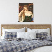Vrouw met een spiegelbeeld van Titiaan Canvas Afdruk (Insitu (Slaapkamer))