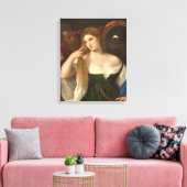 Vrouw met een spiegelbeeld van Titiaan Canvas Afdruk (Insitu (Woonkamer))