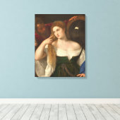 Vrouw met een spiegelbeeld van Titiaan Canvas Afdruk (Insitu (Houten vloer))