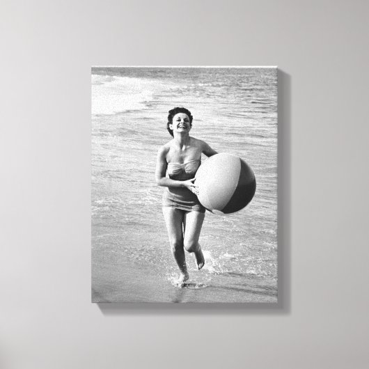 Vrouw met een strand canvas afdruk (Voorkant)