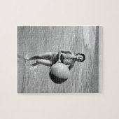 Vrouw met een strand legpuzzel (Horizontaal)