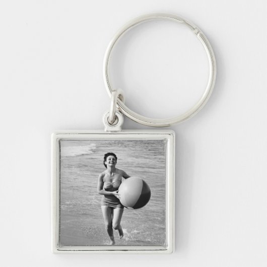 Vrouw met een strand sleutelhanger (Voorkant)