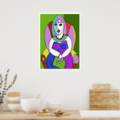 Vrouw met een tablet poster (Keuken)