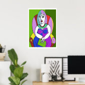 Vrouw met een tablet poster (Thuiskantoor)