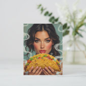 Vrouw Met een Taco Briefkaart (Staand voorkant)