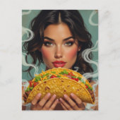 Vrouw Met een Taco Briefkaart (Voorkant)
