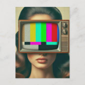  vrouw met een tv op haar gezicht briefkaart (Voorkant)