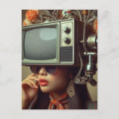  Vrouw Met Een TV Op Haar Hoofd Steampunk Briefkaart (Voorkant)