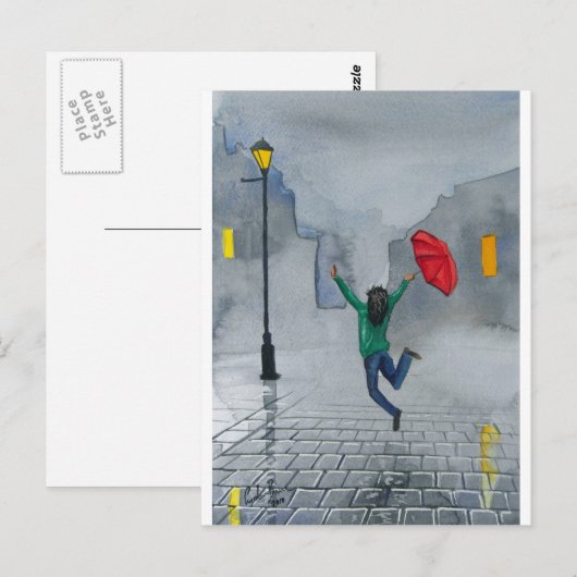 VROUW MET EEN UMBRELLA BRIEFKAART (Voorkant / Achterkant)