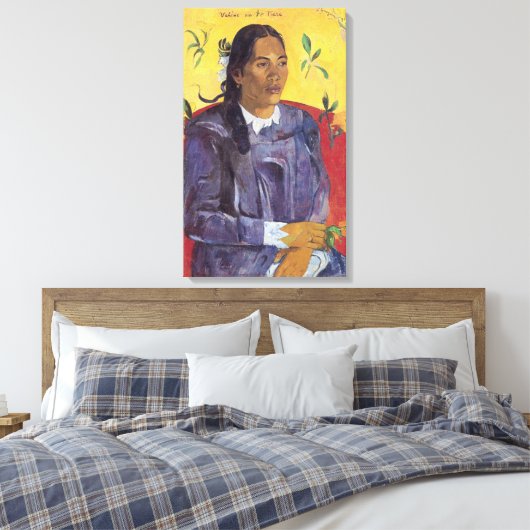 Vrouw met een ventilator van Paul Gauguin Canvas Afdruk (Insitu (Slaapkamer))