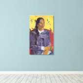 Vrouw met een ventilator van Paul Gauguin Canvas Afdruk (Insitu (Houten vloer))