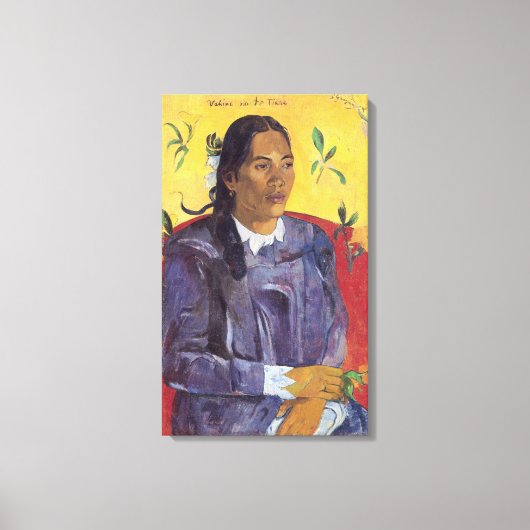 Vrouw met een ventilator van Paul Gauguin Canvas Afdruk (Voorkant)