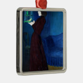 Vrouw met een vogelkooi metalen ornament (Rechts)