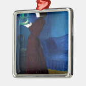 Vrouw met een vogelkooi metalen ornament (Links)