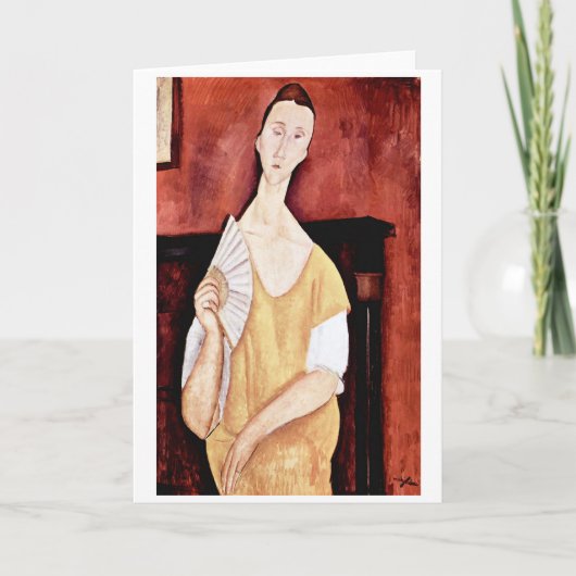 Vrouw met een waaier, Modigliani Kaart (Voorkant)