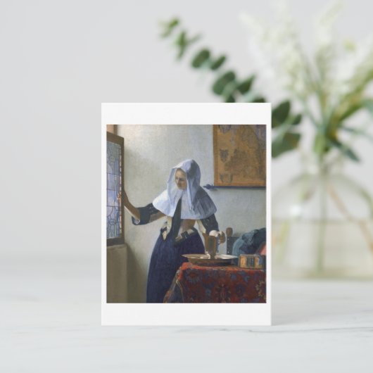 Vrouw met een waterjuk van Johannes Vermeer Briefkaart (Staand voorkant)