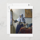 Vrouw met een waterjuk van Johannes Vermeer Briefkaart (Voorkant / Achterkant)