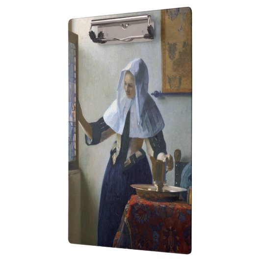 Vrouw met een waterjuk van Johannes Vermeer Klembord (Links)