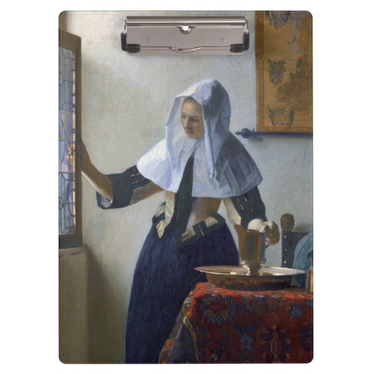 Vrouw met een waterjuk van Johannes Vermeer Klembord (Voorkant)