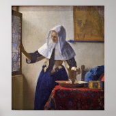 Vrouw met een waterpitcher. van Johannes Vermeer Poster (Voorkant)
