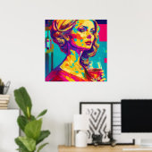 vrouw met een wijnglas Abstracte kunst Poster (Thuiskantoor)