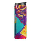  vrouw met een wijnglas Abstracte kunst Thermosbeker (Gedraaid links)