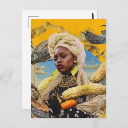 Vrouw met exotisch fruit briefkaart (Voorkant / Achterkant)