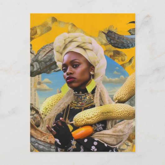 Vrouw met exotisch fruit briefkaart (Voorkant)