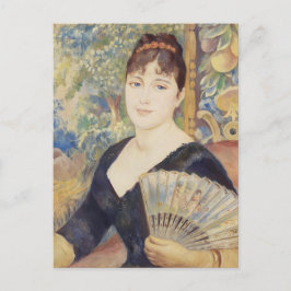 Vrouw met Fan (1886) door Pierre-Auguste Renoir. Briefkaart