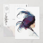 Vrouw met Fancy blauw Pet Briefkaart (Voorkant / Achterkant)