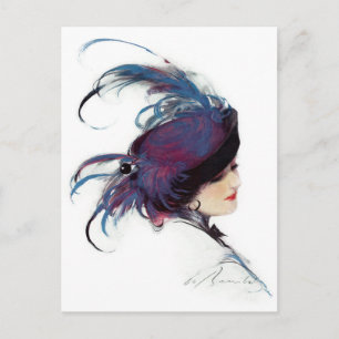 Vrouw met Fancy blauw Pet Briefkaart