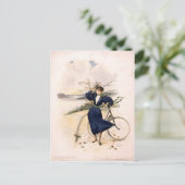Vrouw met fiets op Riverside Drive, New York Briefkaart (Staand voorkant)