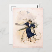 Vrouw met fiets op Riverside Drive, New York Briefkaart (Voorkant / Achterkant)
